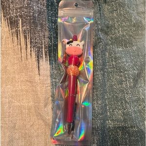 Pink Cow Beaded Pen with Refill